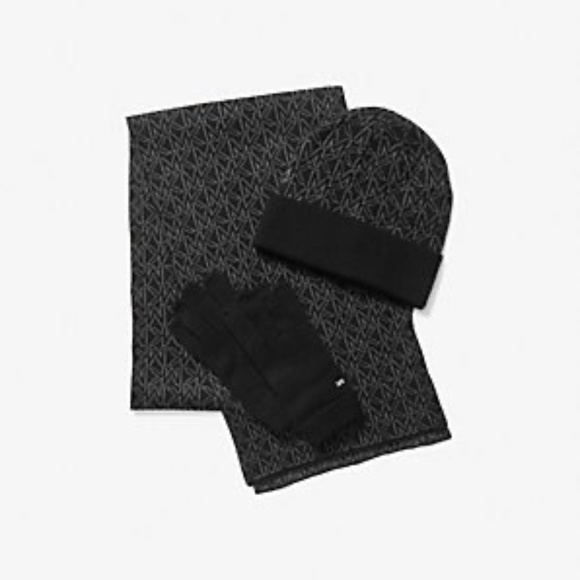 Michael Kors Logo Knit Cold-Weather Boxed Set, Black - NWT - Picture 1 of 4